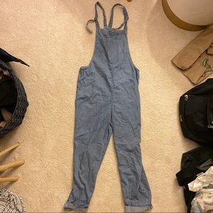 Aerie Blue and White stripped overalls